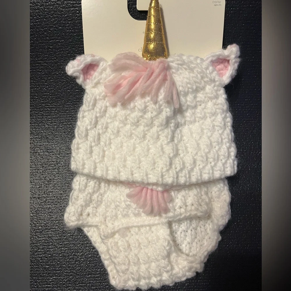 NWT Cloud Island Unicorn Hat & Diaper Cover